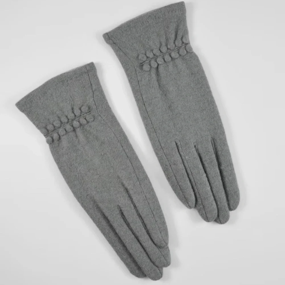 Luxury Cashmere Merino Wool Gloves Classic Gray Driving Winter Warm Cozy Mittens